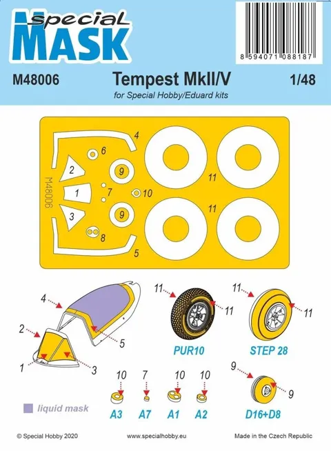 Maskovací sada Special Hobby M48006 pro model Tempest Mk.II/V v měřítku 1/48