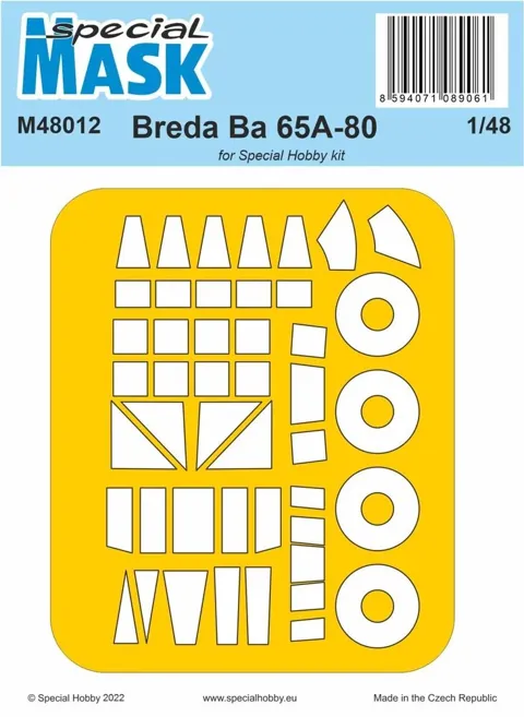 Sada maskovacích šablon Special Hobby M48012 pro model Breda Ba 65 v měřítku 1/48
