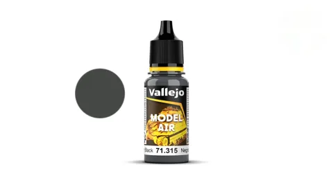 Lahvička akrylové barvy Vallejo Model Air 71315 černá pneumatiková Tyre Black 18 ml