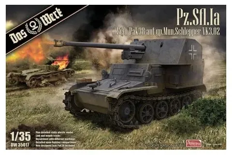 Krabice plastikové stavebnice Das Werk DW35017 Pz.Sfl. Ia 5cm Pak 38 VK 3.02 v měřítku 1/35