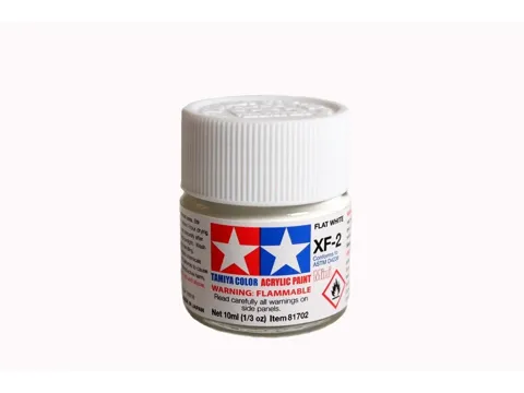 Skleněná lahvička akrylové barvy Tamiya Acrylic Mini XF-2 bílá matná 10 ml