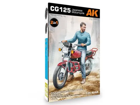Krabice plastikové stavebnice AK Scale Models AK35027 CG125 japonský motocykl v měřítku 1/35