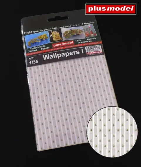 Papírové archy Plus Model 607 tapety I v měřítku 1/35 pro interiéry diorámat
