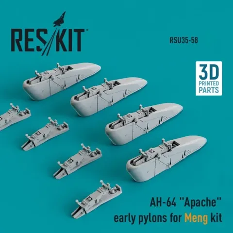 3D tištěné závěsníky výzbroje Reskit RSU35-0058 pro AH-64 Apache v měřítku 1/35