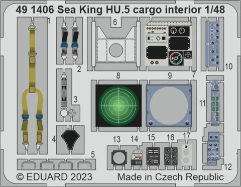 Fotoleptaná sada Eduard 491406 Sea King HU.5 cargo interior 1/48 pro stavebnici Airfix