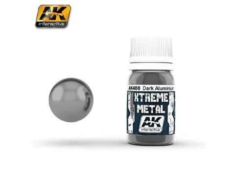 Lahvička metalické barvy AK Interactive Xtreme Metal AK480 tmavý hliník 35 ml