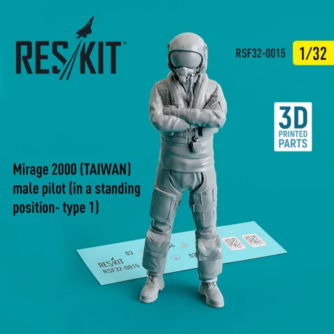 3D tištěná figurka Reskit RSF32-0015 pilot Mirage 2000 Tchaj-wan ve stoje, měřítko 1/32