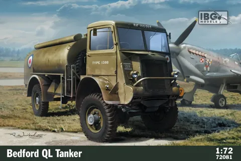 Krabice plastikové stavebnice IBG Models 72081 Bedford QL Tanker v měřítku 1/72