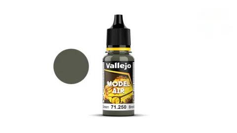 Lahvička akrylové barvy Vallejo Model Air 71250 bronzová zelená RAL 6031, 18 ml