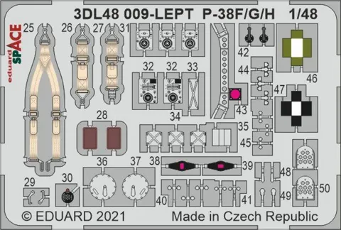 Aršík Eduard SPACE 3DL48009 P-38F 1/48 s 3D obtisky a ocelovými leptanými díly