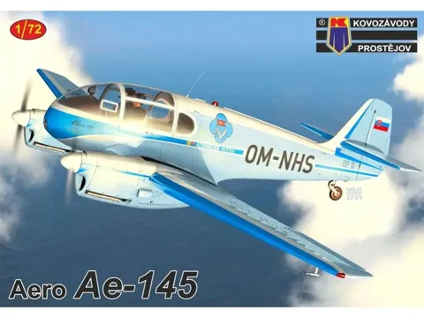 Krabice plastikové stavebnice Kovozávody Prostějov KPM0433 Aero Ae-145 v měřítku 1/72