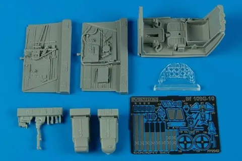 Detailní sada kokpitu Aires 2042 v měřítku 1/32 pro Bf 109G-10 s čirou přístrojovou deskou