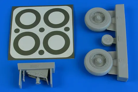 Resinová kola a maskovací šablony Aires 2231 pro model A-1J Skyraider 1/32 Trumpeter