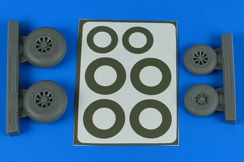 Resinová kola Aires 4849 s diamantovým vzorem a maskovací masky pro A-26 Invader 1/48