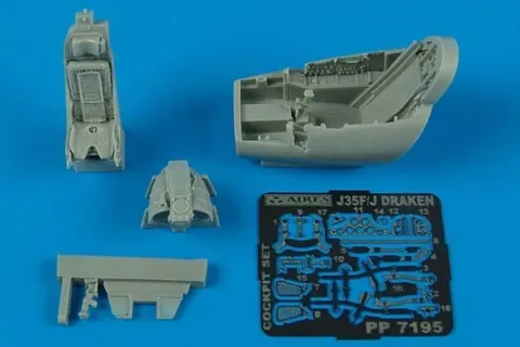 Sada kokpitu Aires 7195 pro model Saab J35F/J Draken 1/72 ke stavebnici Hasegawa