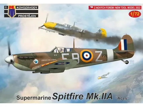 Krabice stavebnice Kovozávody Prostějov KPM0306 Spitfire Mk.IIa Aces v měřítku 1/72