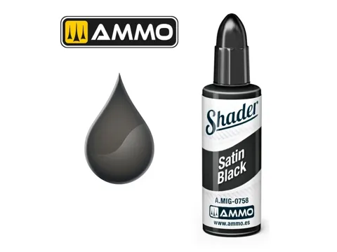 Lahvička AMMO Mig A.MIG-0758 Matt Shader saténová černá (Satin Black) 10 ml