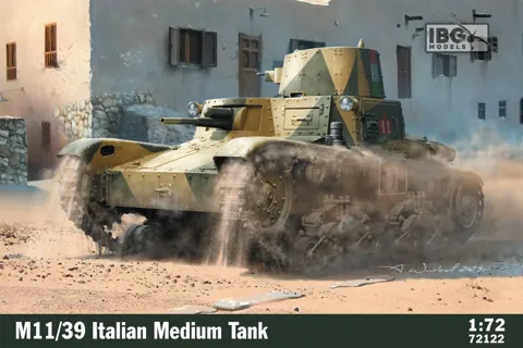 Krabice plastikové stavebnice IBG Models 72122 M11/39 italský střední tank v měřítku 1/72