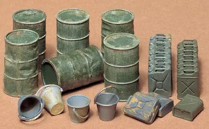 Krabička sady plastových kanystrů Tamiya 35026 Jerry Can v měřítku 1/35