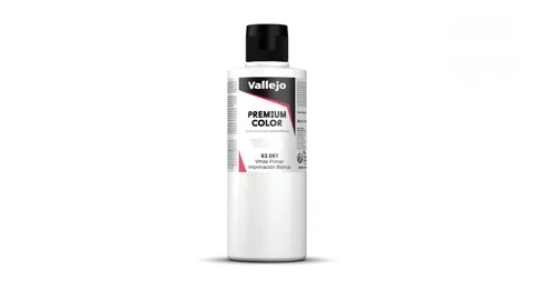 Lahev bílého akrylového primeru Vallejo Premium Color 63061 White Primer 200 ml