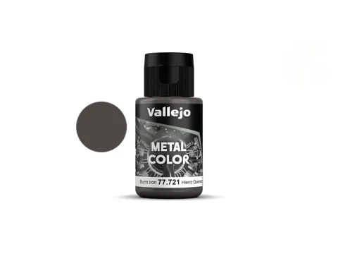 Lahvička akrylové metalické barvy Vallejo Metal Color 77721 opálené železo 32 ml