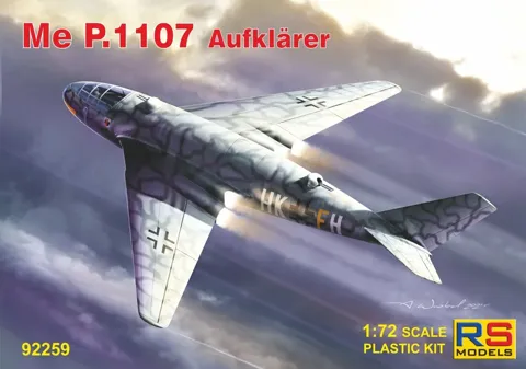 Krabice stavebnice RS Models 92259 Messerschmitt P.1107 v měřítku 1/72