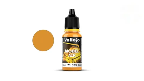 Lahvička akrylové barvy Vallejo Model Air 71033 okrová žlutá RAL 1006, 18 ml