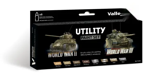 Sada akrylových barev Vallejo Model Color 70201 Utility Paint Set WWII, 8 lahviček po 18 ml