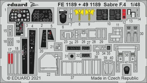 Barevný fotolept Eduard FE1189 Sabre F.4 1/48 Zoom pro stavebnici Airfix