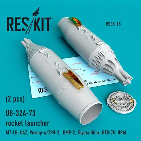 Doplňková sada Reskit RS35-0015 raketomety UB-32A-73 v měřítku 1/35, dva díly