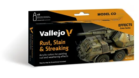 Sada akrylových barev Vallejo Model Color 70183 Rust, Stain & Streaking – 8 lahviček po 18 ml