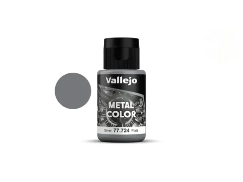 Lahvička akrylové metalické barvy Vallejo Metal Color 77724 stříbrná, 32 ml