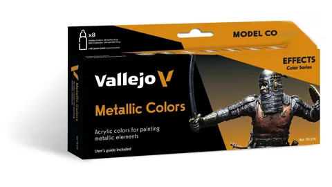 Sada akrylových barev Vallejo Model Color 70118 Metallic Colors Effects, 8 lahviček po 18 ml