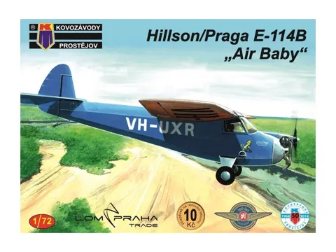 Krabice stavebnice Kovozávody Prostějov KPM0094 Hillson E-114B Air Baby v měřítku 1/72
