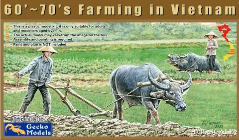 Krabice stavebnice Gecko Models 35GM0107 Zemědělství ve Vietnamu 1/35 s figurkami farmářů a buvoly
