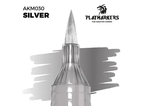 Akrylový fix AK Interactive Playmarker AKM030 stříbrná se štětcovým hrotem, 1 ks