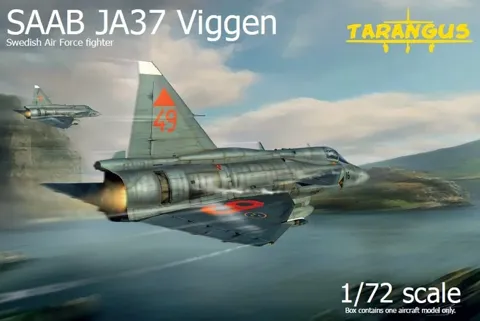 Krabice plastikové stavebnice Tarangus TA7203 SAAB JA 37 Viggen v měřítku 1/72