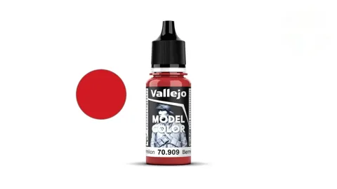 Lahvička akrylové barvy Vallejo Model Color 70909 rumělková červená matná 18 ml