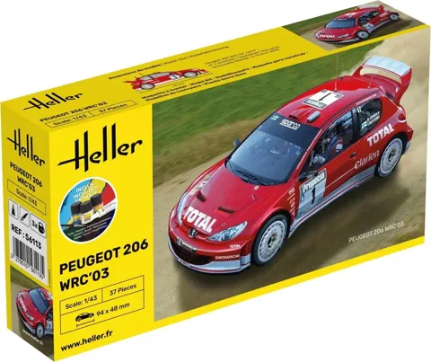Krabice startovní sady Heller 56113 Starter Kit Peugeot 206 WRC '03 v měřítku 1/43