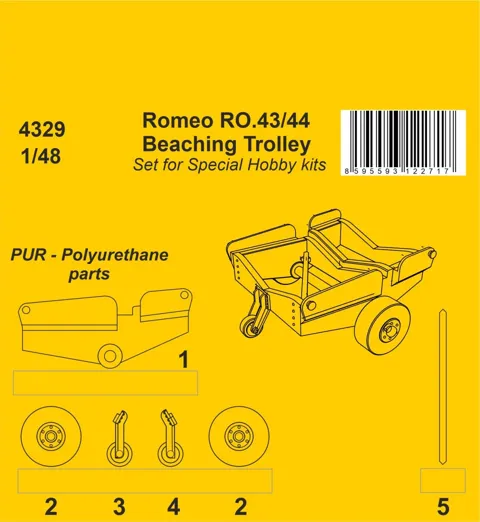 Resinová sada CMK 4329 transportní vozík pro Romeo Ro.43/44 v měřítku 1/48
