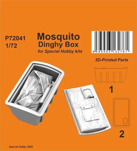 Resinový 3D tištěný díl CMK P72041 Mosquito Dinghy Box v měřítku 1/72