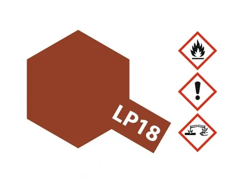 Skleněná lahvička lakové barvy Tamiya LP-18 tlumená červená Dull Red 10 ml