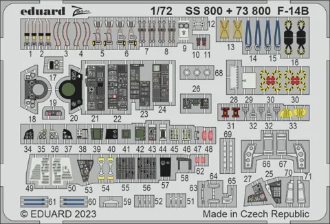 Barevný fotolept Eduard Zoom SS800 F-14B 1/72 pro stavebnici Academy