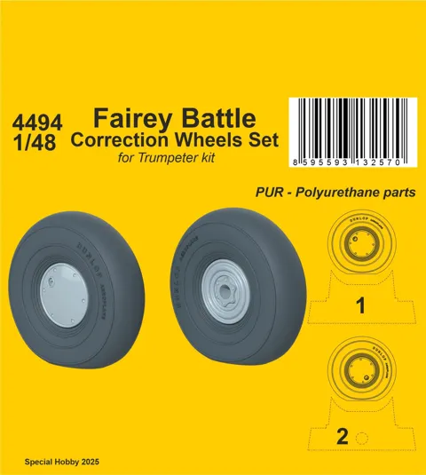 Resinová korekční sada kol CMK 4494 pro model Fairey Battle 1/48 Trumpeter