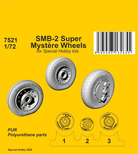 Resinová kola CMK 7521 pro SMB-2 Super Mystère v měřítku 1/72