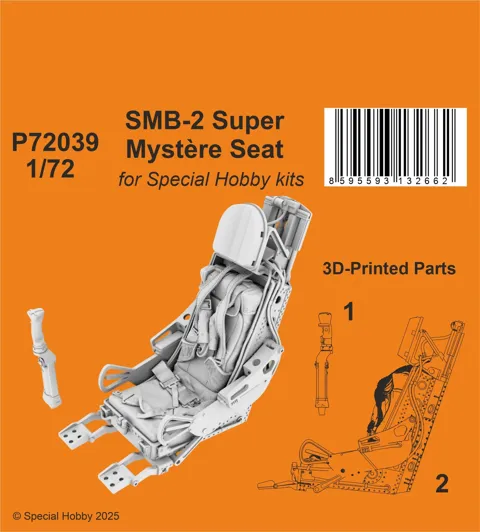 Resinová 3D tištěná sedačka CMK P72039 pro SMB-2 Super Mystère v měřítku 1/72