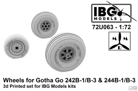 3D tištěná kola IBG Models 72U063 pro Gotha Go 242/244 v měřítku 1/72