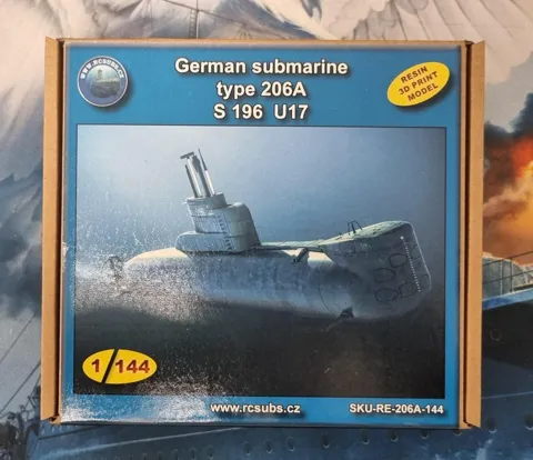 Resinová stavebnice RCSUBS 1/144 německá ponorka Type 206A S196 U17