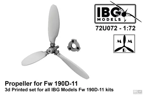 3D tištěná vrtule IBG Models 72U072 pro Fw 190D-11 v měřítku 1/72