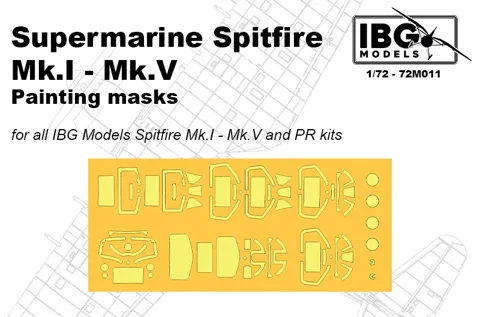Maskovací masky IBG Models 72M011 pro Spitfire v měřítku 1/72 na archu kabuki papíru